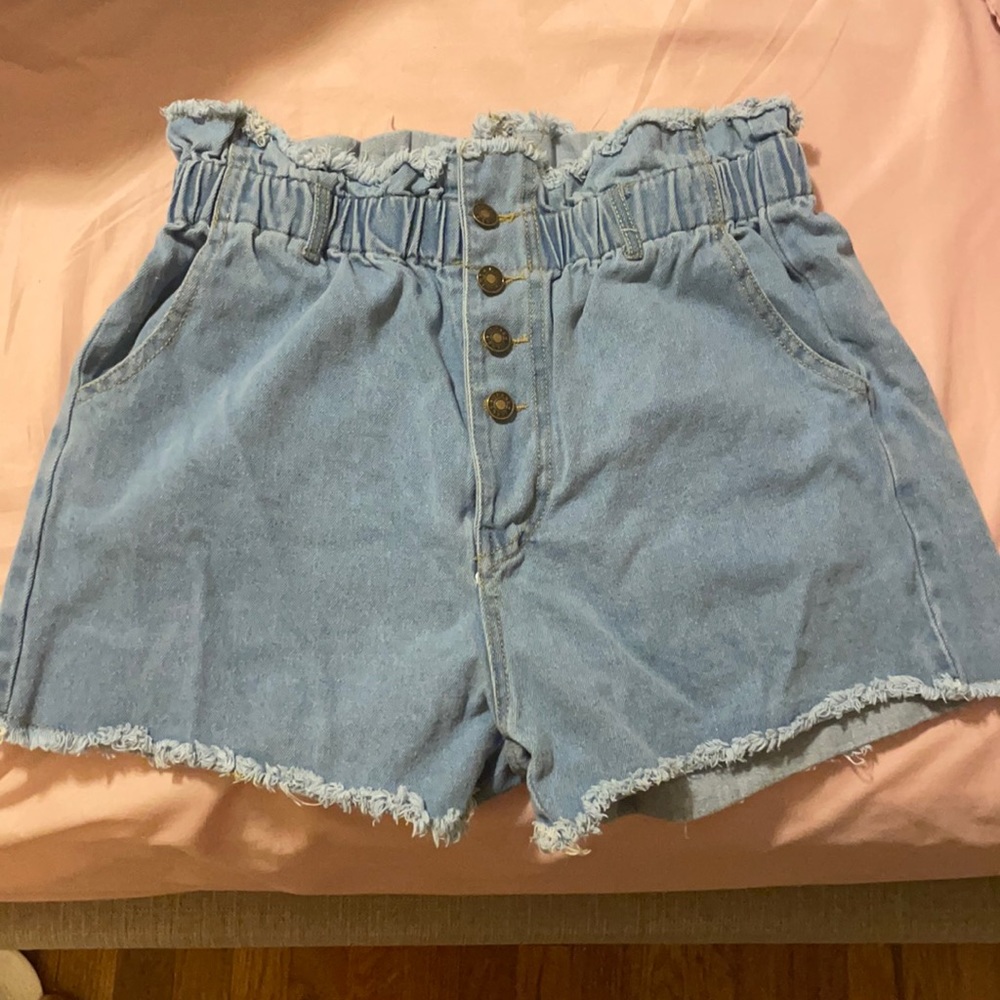 High waisted light denim Shein Shorts size Large.